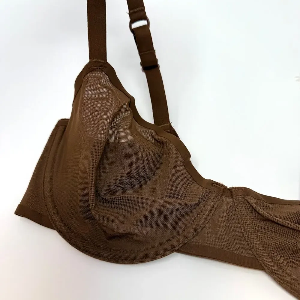 Aerie Smoothez Unlined Underwire Mesh Balconette Bra In Brown Size 36D New